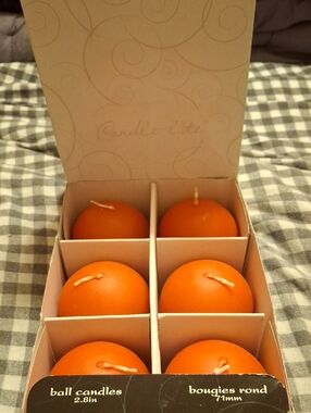 Orange Ball Candles - Set of 6